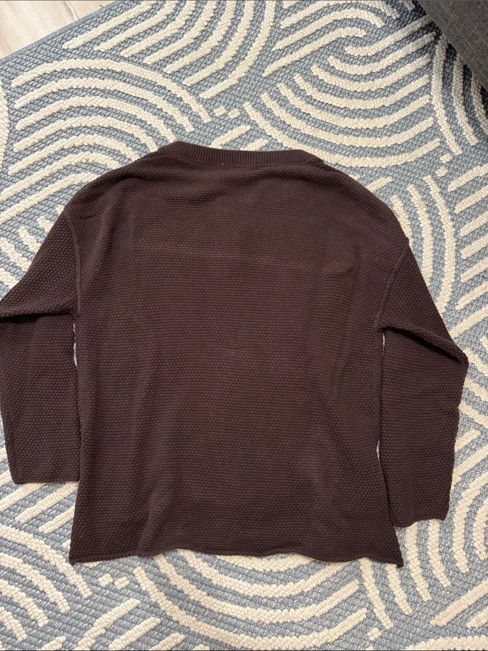 Free People FP Beach Hailee Waffle Knit Henley Oversized Sweater Brown